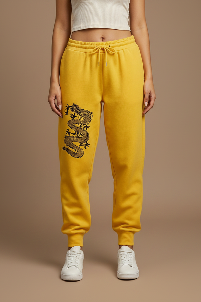 Pantalon Chinois Jaune Dragon Molletonné Ample Confortable - vue 3