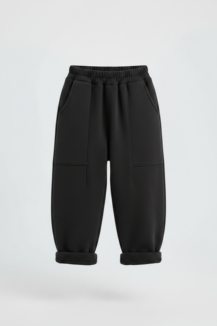 Pantalon Chinois Noir Ample Molleton Enfant Décontracté - vue 3