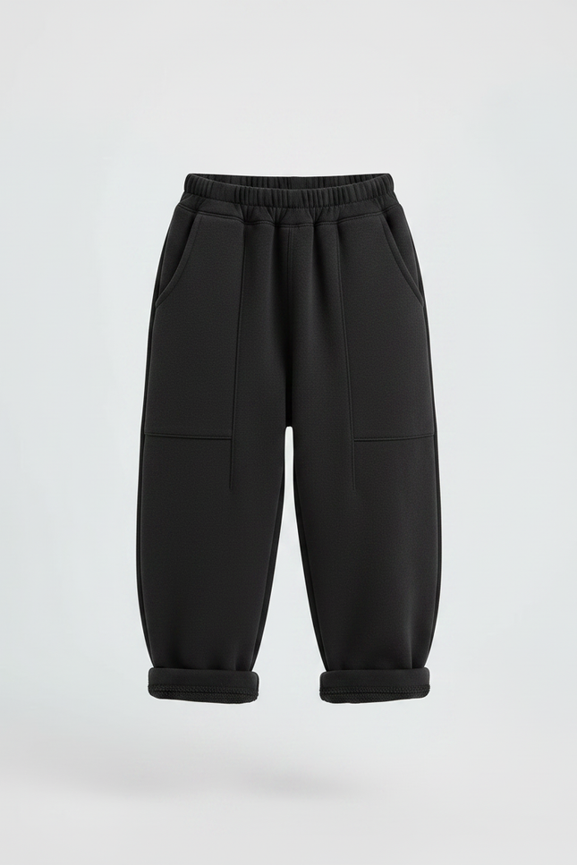 Pantalon Chinois Noir Ample Molleton Enfant Décontracté - vue 3
