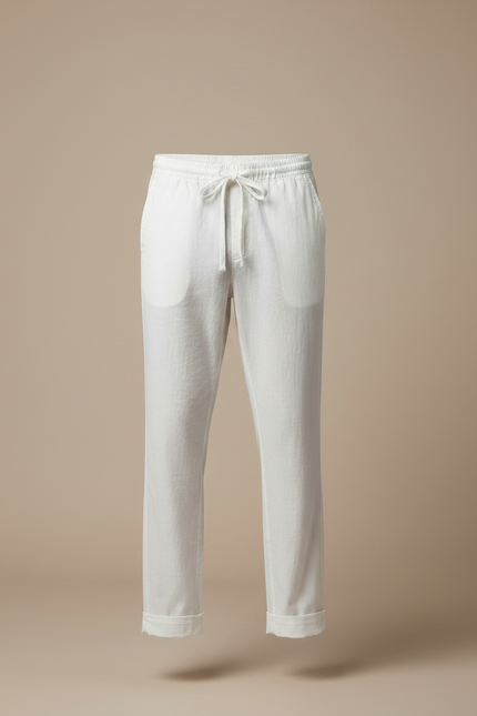 Pantalon Chinois Blanc Coton Ample Décontracté Homme - Lin - vue 3