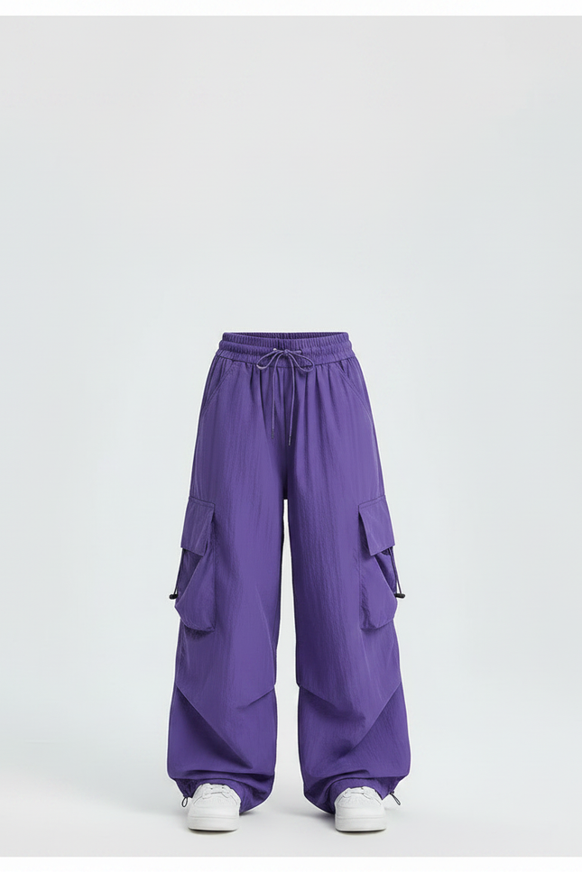 Pantalon Chinois Violet Cargo Ample Décontracté Enfant - Polyester - vue 3