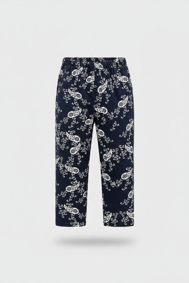 Pantalon Chinois Bleu Marine Motif Cachemire Enfant - Molleton - vue 2