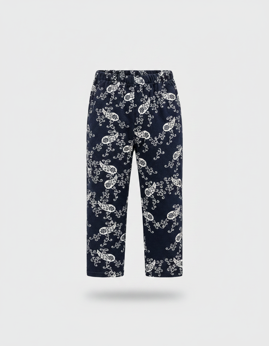Pantalon Chinois Bleu Marine Motif Cachemire Enfant - Molleton - vue 2