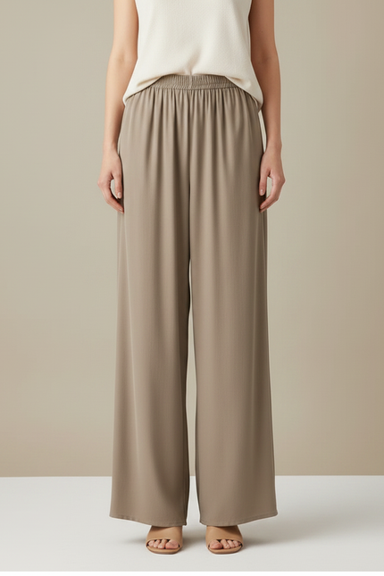 Pantalon Chinois Fluide Ample Beige Élégant Femme - Viscose - vue 3