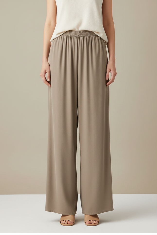 Pantalon Chinois Fluide Ample Beige Élégant Femme - Viscose - vue 3