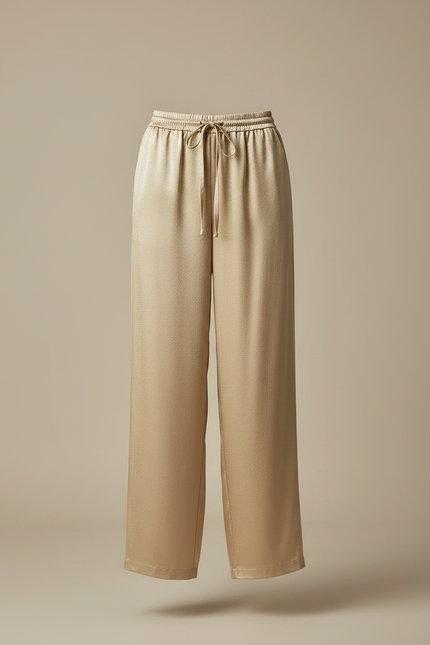Pantalon Chinois Doré Satin Ample Fluide Élégant - vue 3