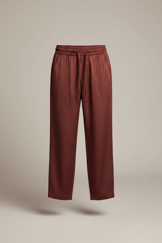 Pantalon Chinois Marron Satiné Ample Fluide Enfant - vue 3