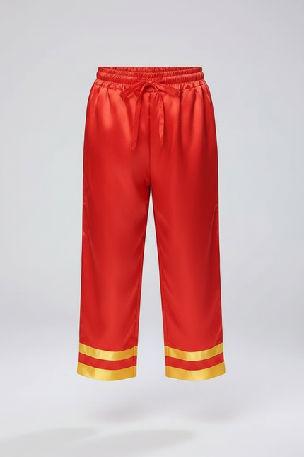 Pantalon Chinois Rouge Satiné Ample Traditionnel Enfant - vue 3