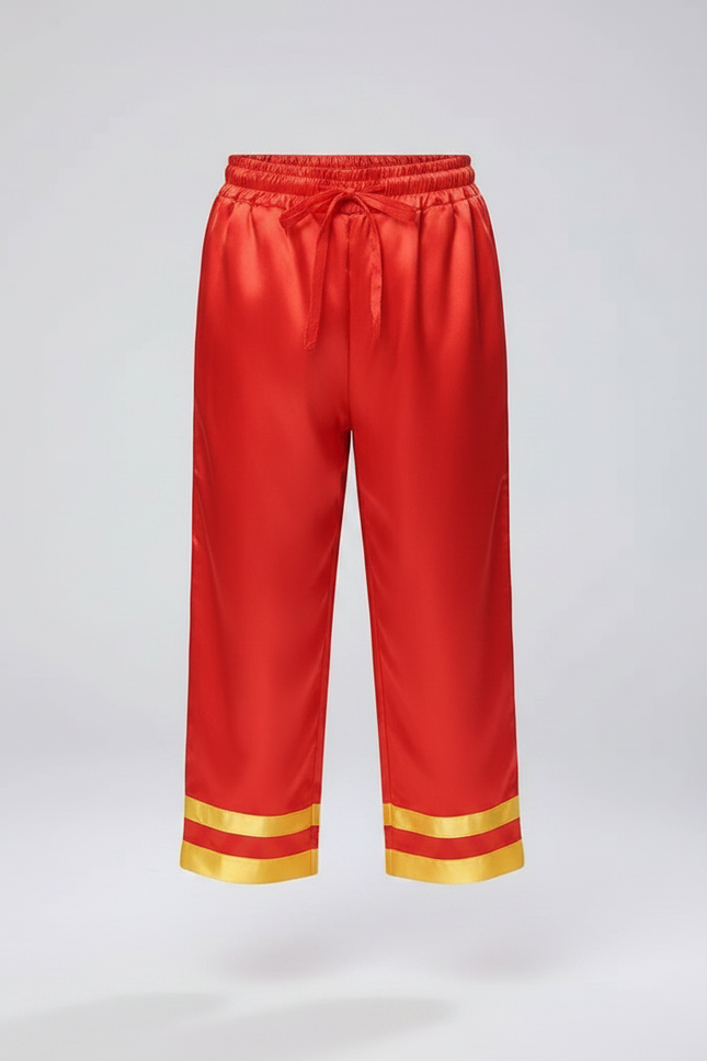 Pantalon Chinois Rouge Satiné Ample Traditionnel Enfant - vue 3