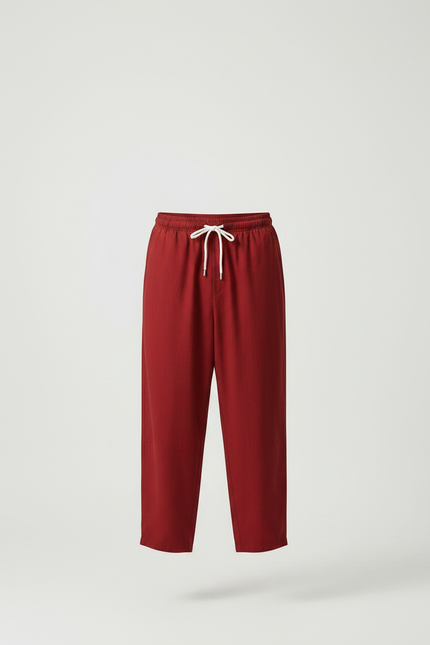 Pantalon Chinois Rouge Ample Cordon Décontracté Homme - Coton - vue 3