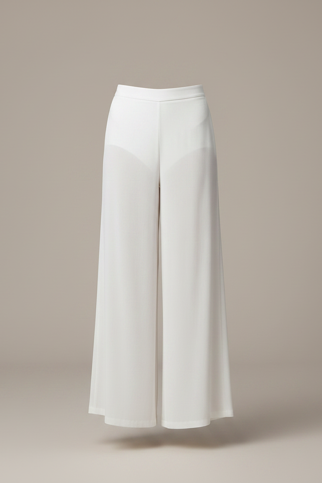 Pantalon Chinois Femme Blanc Large - Viscose - vue 3