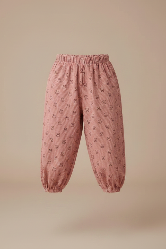 Pantalon Chinois Rose Côtelé Bouffant Imprimé Enfant - Cordé - vue 3