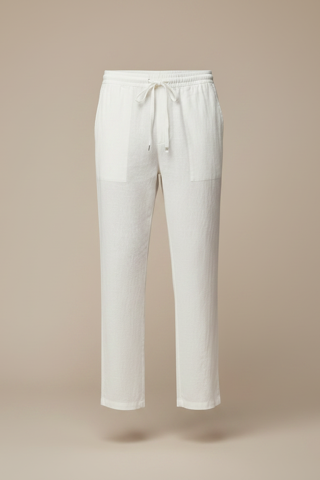 Pantalon Chinois Blanc Lin Décontracté Ample Homme - vue 3