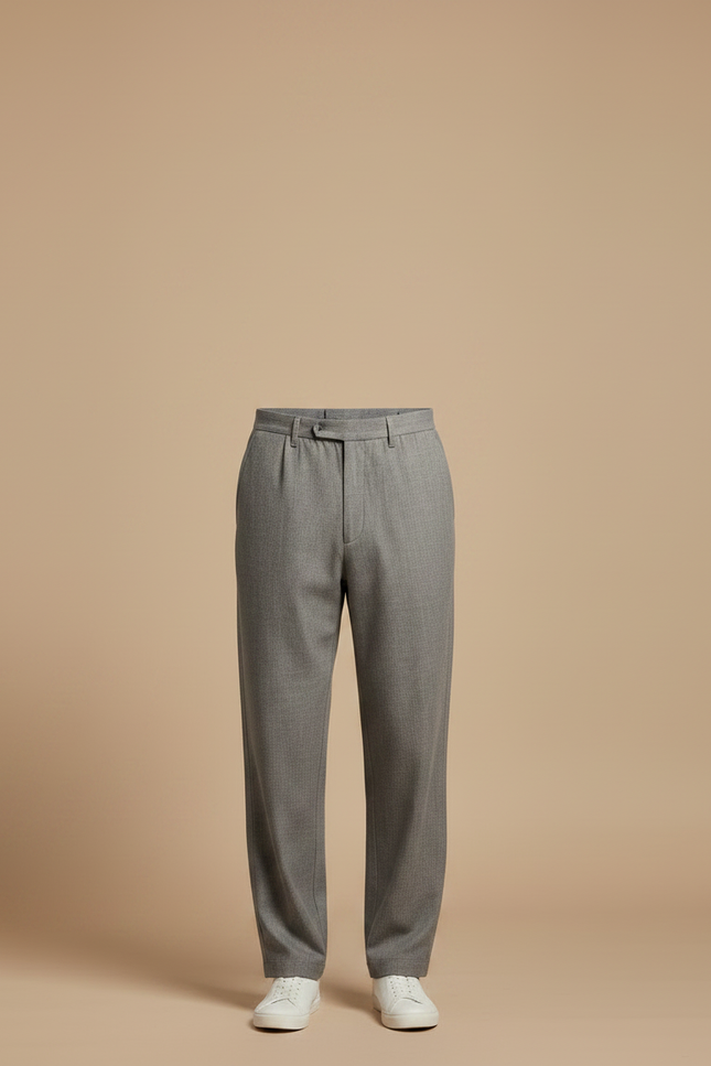 Pantalon Chinois Gris Décontracté Ample Élégant Homme - Gabardine - vue 3