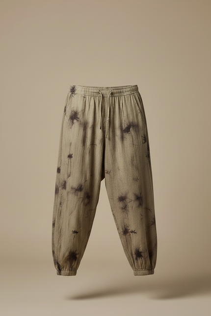 Pantalon Chinois Harem Tie-Dye Ample Lin Coton Homme - Kaki - vue 3