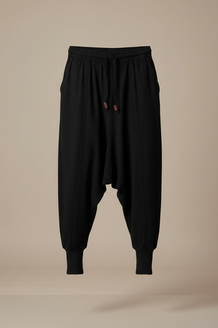 Pantalon Chinois Noir Ample Coton Sarouel Homme - vue 3