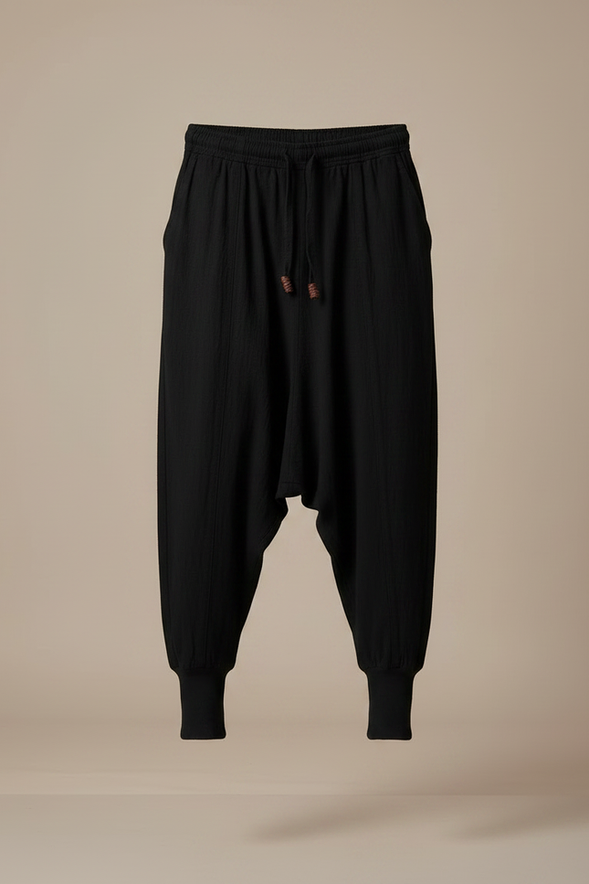 Pantalon Chinois Noir Ample Coton Sarouel Homme - vue 3