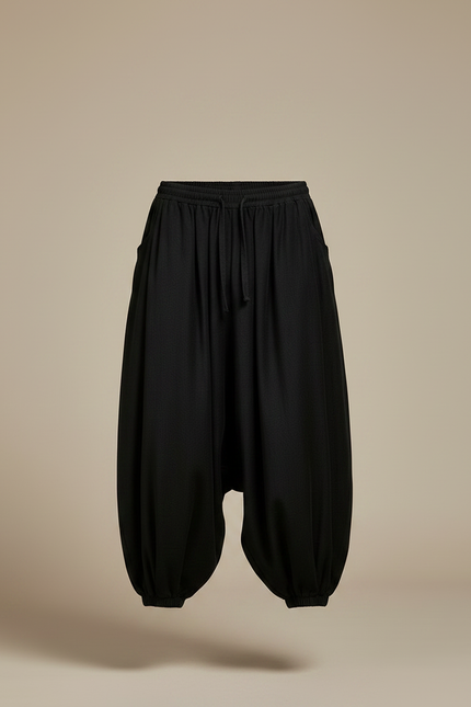 Pantalon Chinois Noir Ample Harem Homme Décontracté - Coton - vue 3