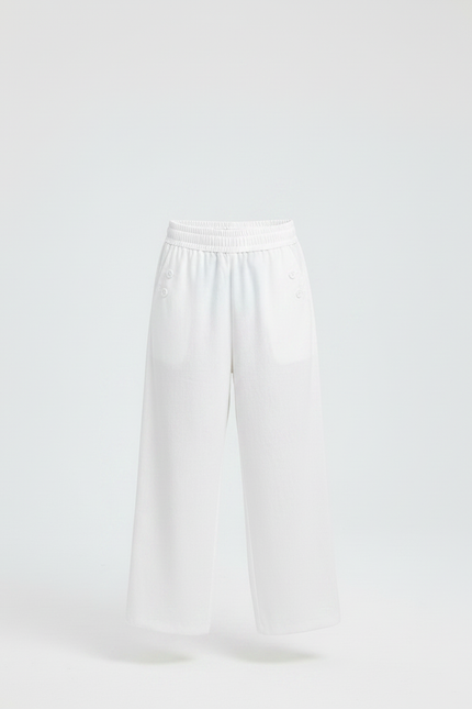 Pantalon Chinois Blanc Ample Coton Décontracté Enfant - vue 3