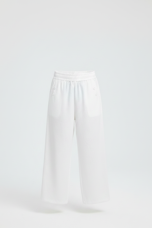 Pantalon Chinois Blanc Ample Coton Décontracté Enfant - vue 3