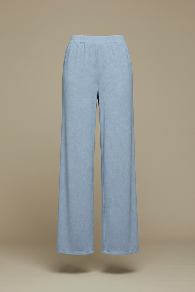 Pantalon Chinois Bleu Fluide Droit Élégant Femme - Maille - vue 3