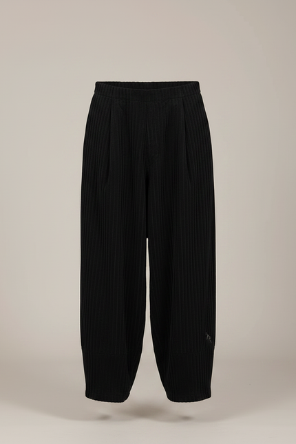 Pantalon Chinois Noir Côtelé Ample Brodé Hiver - Cordé - vue 3