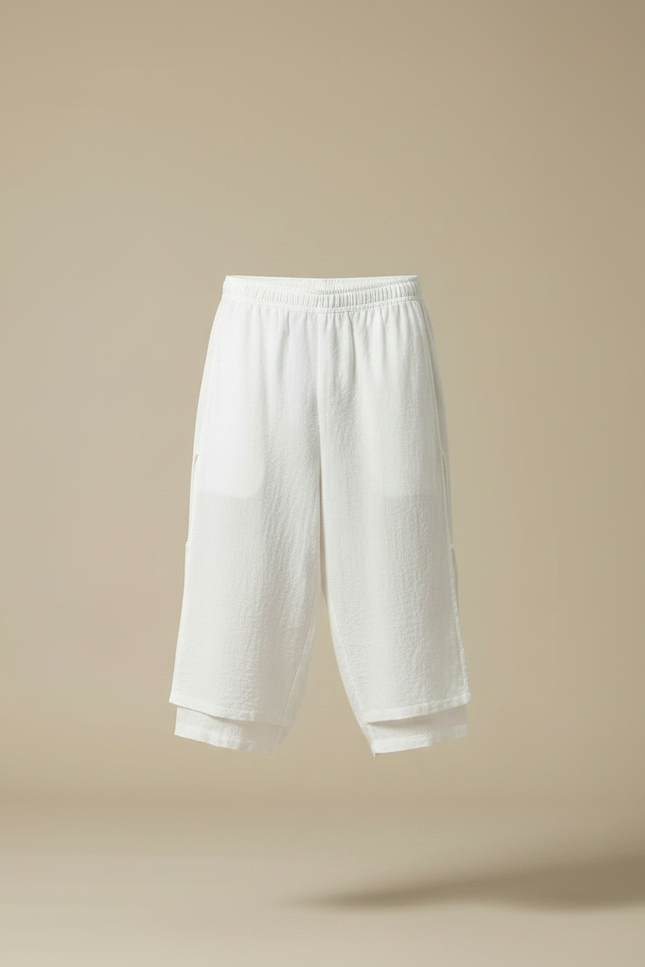 Pantalon Chinois Blanc Ample Lin Homme Décontracté - vue 3