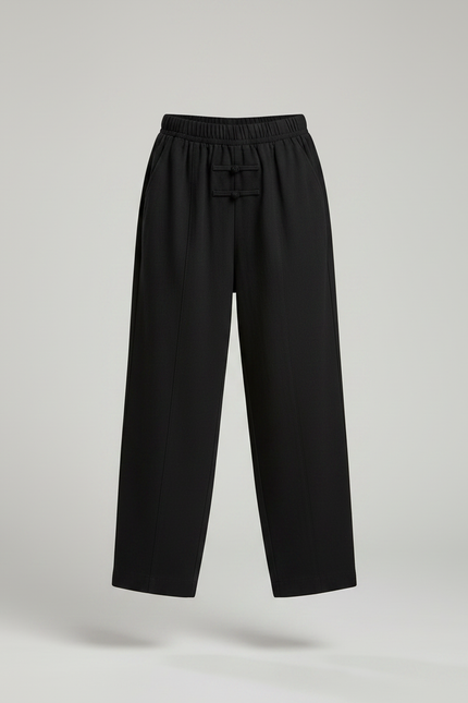 Pantalon Chinois Noir Ample Boutons Fille - Polyester - vue 3