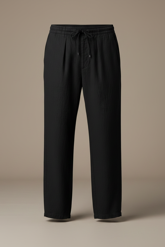 Pantalon Chinois Homme Noir Ample - Lin - vue 3