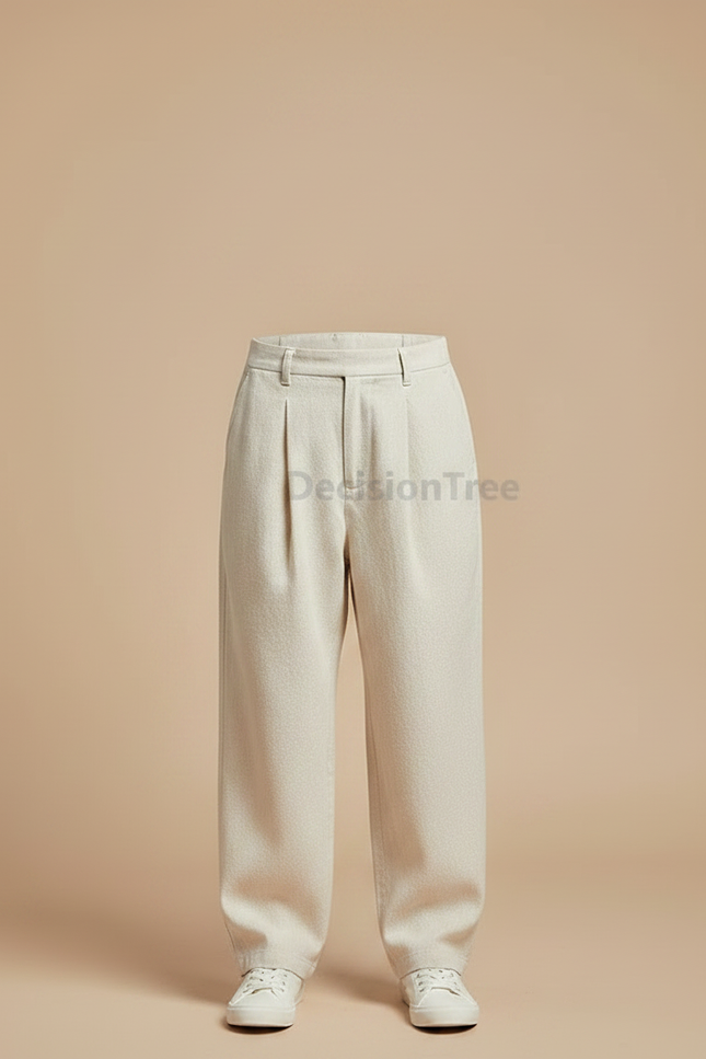 Pantalon Chinois Beige Ample Lin Décontracté Garçon - vue 3