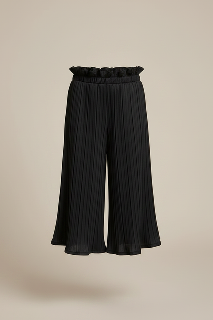 Pantalon Chinois Noir Plissé Fluide Ample Fille - Polyester - vue 3