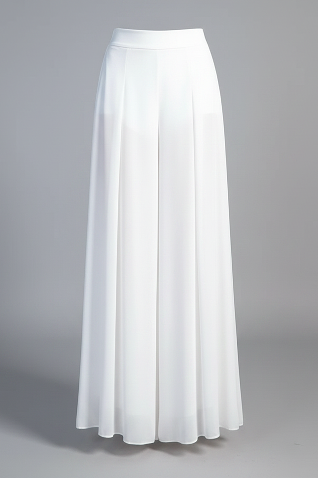 Pantalon Chinois Blanc Fluide Ample Chiffon Femme - Polyester - vue 3