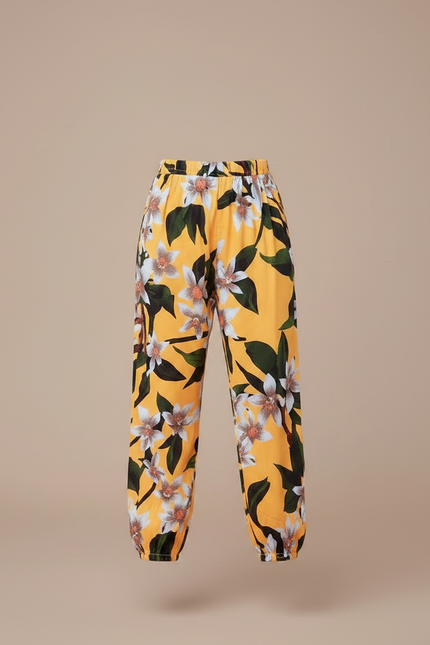 Pantalon Chinois Jaune Floral Fluide Enfant - Viscose - vue 3