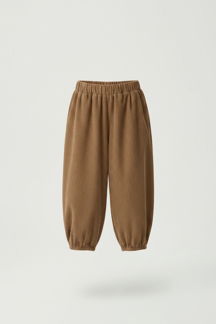 Pantalon Chinois Marron Côtelé Bouffant Enfant Décontracté - Cordé - vue 3