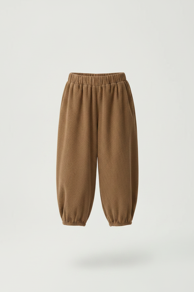 Pantalon Chinois Marron Côtelé Bouffant Enfant Décontracté - Cordé - vue 3