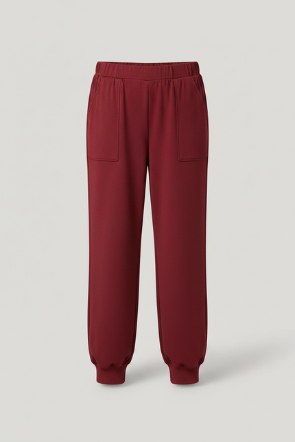 Pantalon Chinois Rouge Ample Côtelé Enfant Décontracté - Bordeaux Maille - vue 3