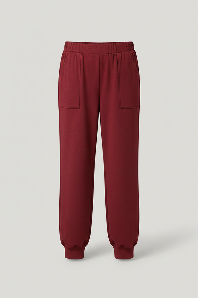 Pantalon Chinois Rouge Ample Côtelé Enfant Décontracté - Bordeaux Maille - vue 3