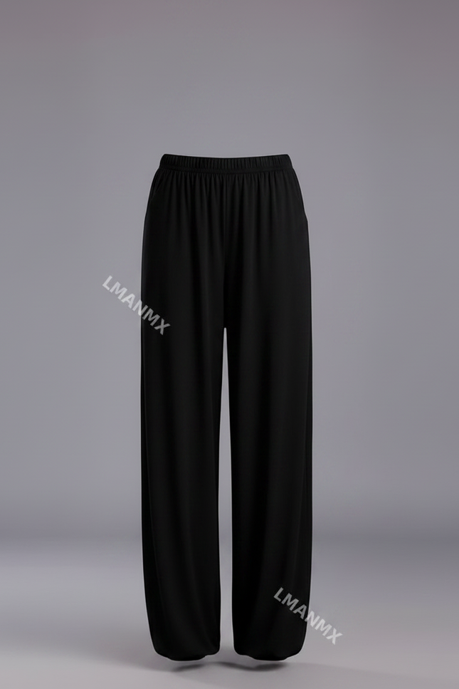 Pantalon Chinois Noir Ample Fluide Élastiqué Femme - Viscose - vue 3