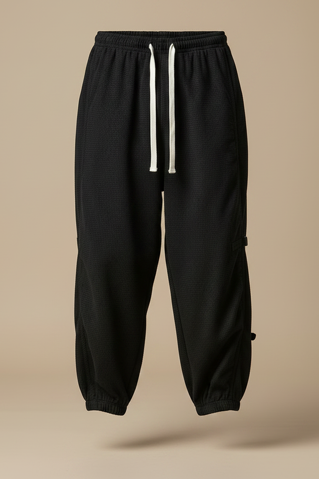 Pantalon Chinois Noir Ample Cargo Décontracté Homme - Maille - vue 3