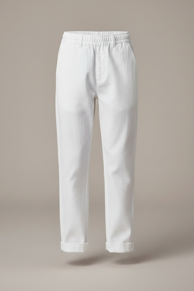 Pantalon Chinois Blanc Coton Ample Garçon Décontracté - vue 3