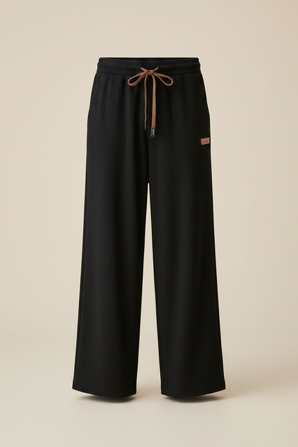 Pantalon Chinois Noir Côtelé Ample Décontracté Garçon - Cordé - vue 3