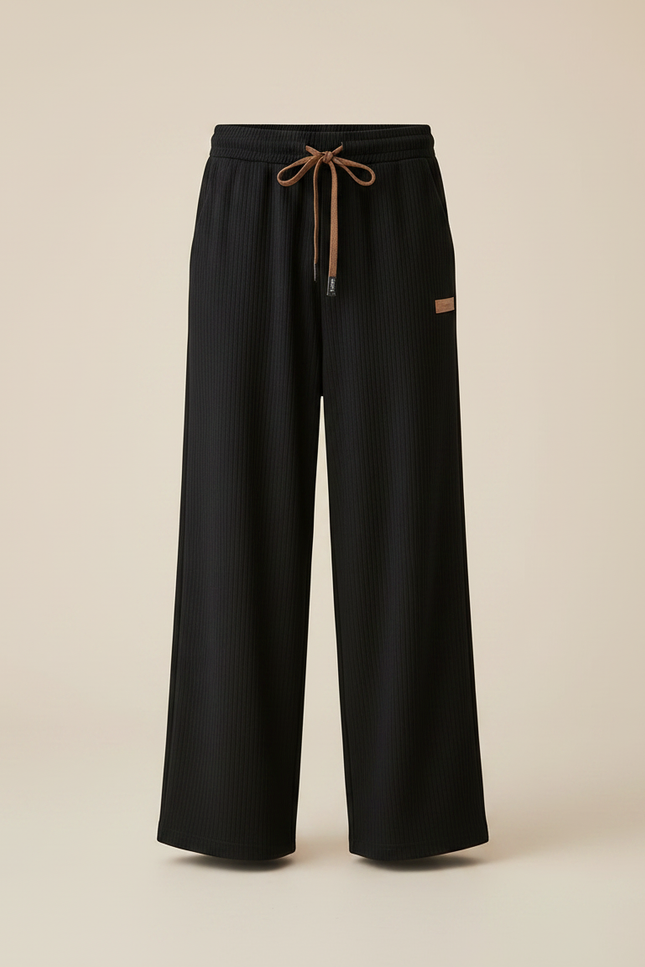 Pantalon Chinois Noir Côtelé Ample Décontracté Garçon - Cordé - vue 3