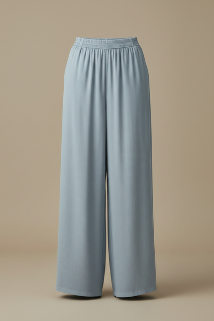 Pantalon Chinois Bleu Fluide Ample Décontracté Femme - Viscose - vue 3