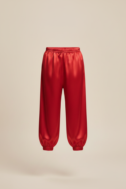 Pantalon Chinois Rouge Satiné Ample Enfant Traditionnel - vue 3