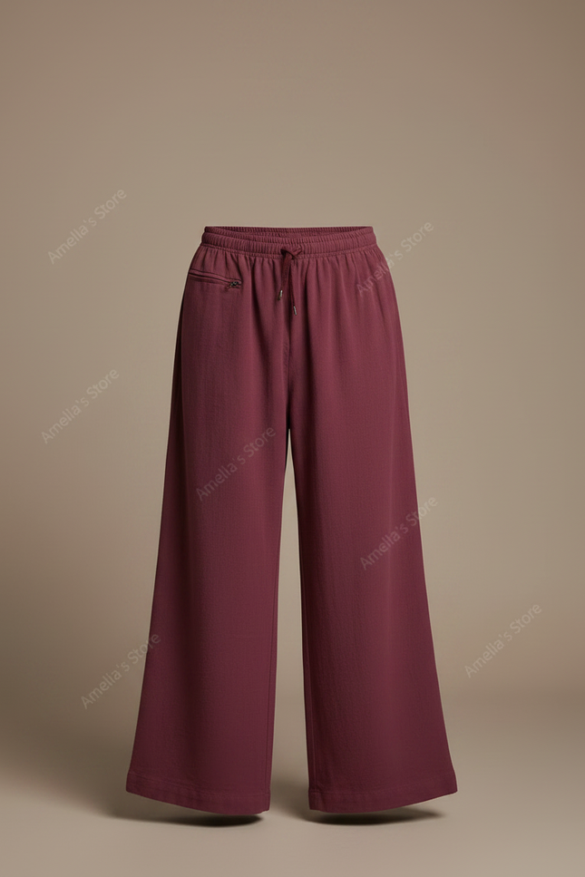 Pantalon Chinois Bordeaux Ample Lin Enfant - vue 3