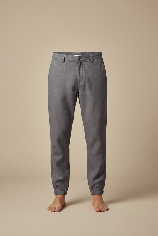 Pantalon Chinois Gris Décontracté Coton Jogger Homme - vue 3