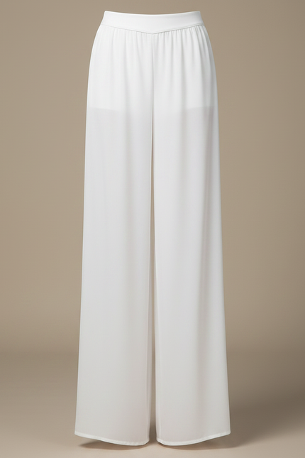 Pantalon Chinois Fluide Blanc Élégant Femme - Polyester - vue 3