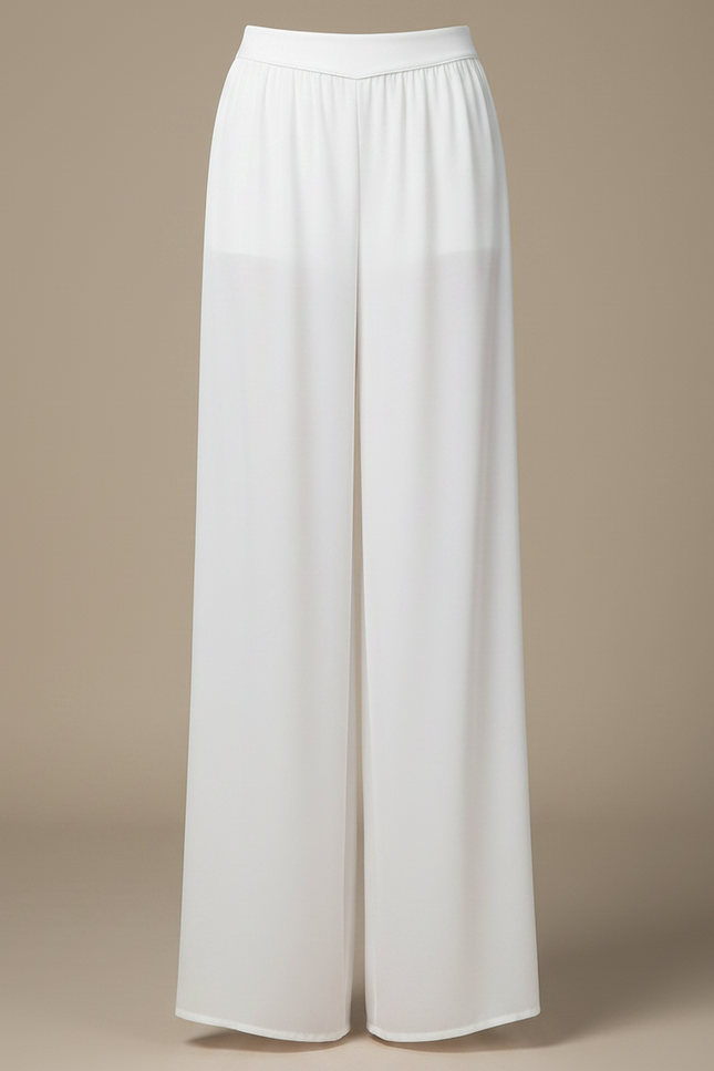 Pantalon Chinois Fluide Blanc Élégant Femme - Polyester - vue 3