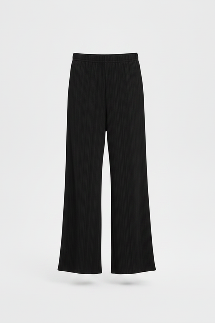 Pantalon Chinois Noir Plissé Ample Ondulé Fille - Polyester - vue 3