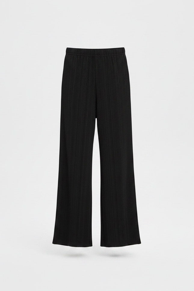 Pantalon Chinois Noir Plissé Ample Ondulé Fille - Polyester - vue 3